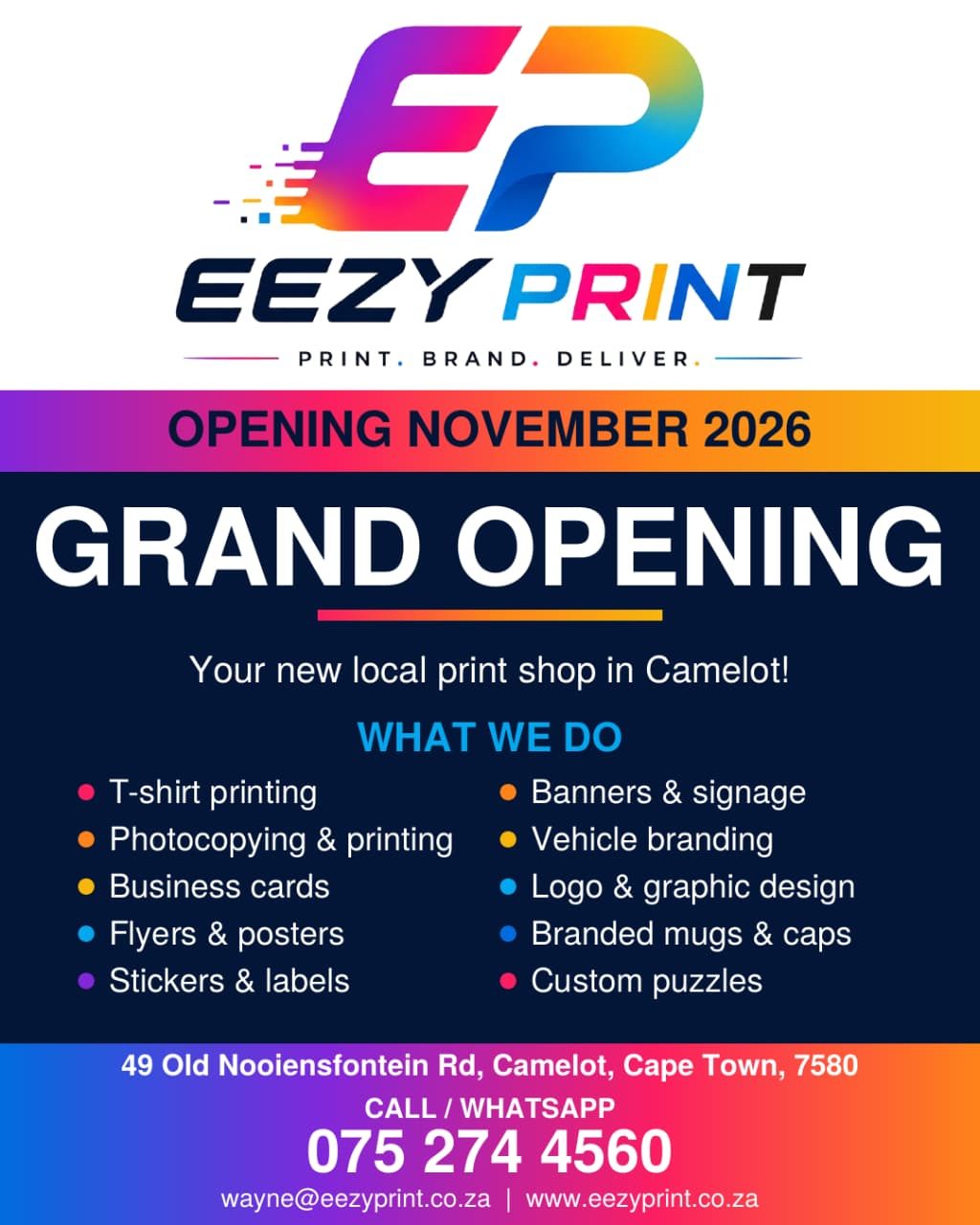 Eezy Print grand opening flyer, November 2026